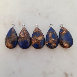 Bronzite & Lapis Tear Drop Pendant