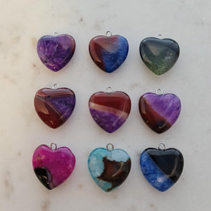 Dyed Agate Heart Pendant