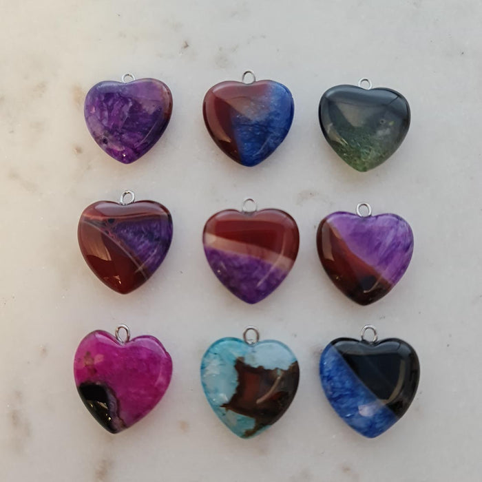 Dyed Agate Heart Pendant (assorted)