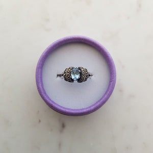 Blue Topaz Marcasite Ring