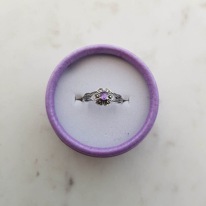 Amethyst Marcasite Ring (sterling silver)