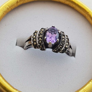 Amethyst Marcasite Ring