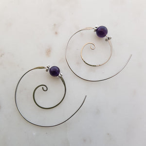 Amethyst Spiral Earrings