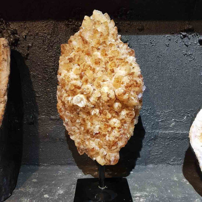Citrine Cluster on Metal Stand (heat treated. approx. 39x18x10cm incl. stand)