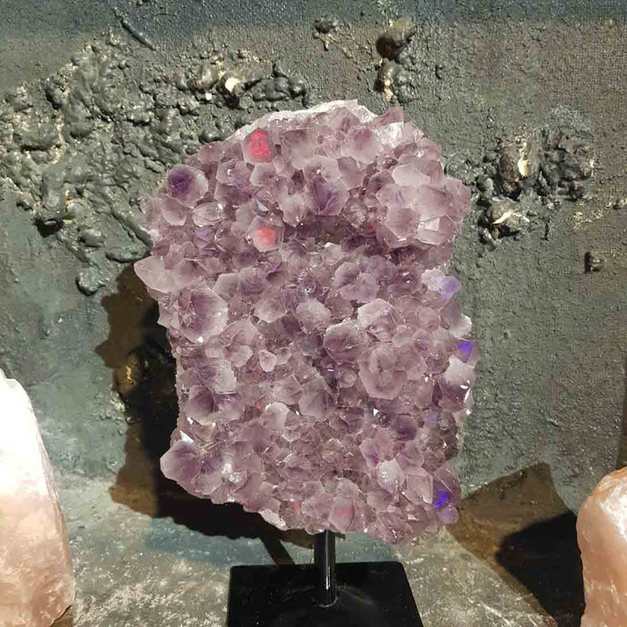 Amethyst Cluster on Metal Stand (approx. 31x18x11cm incl. stand)