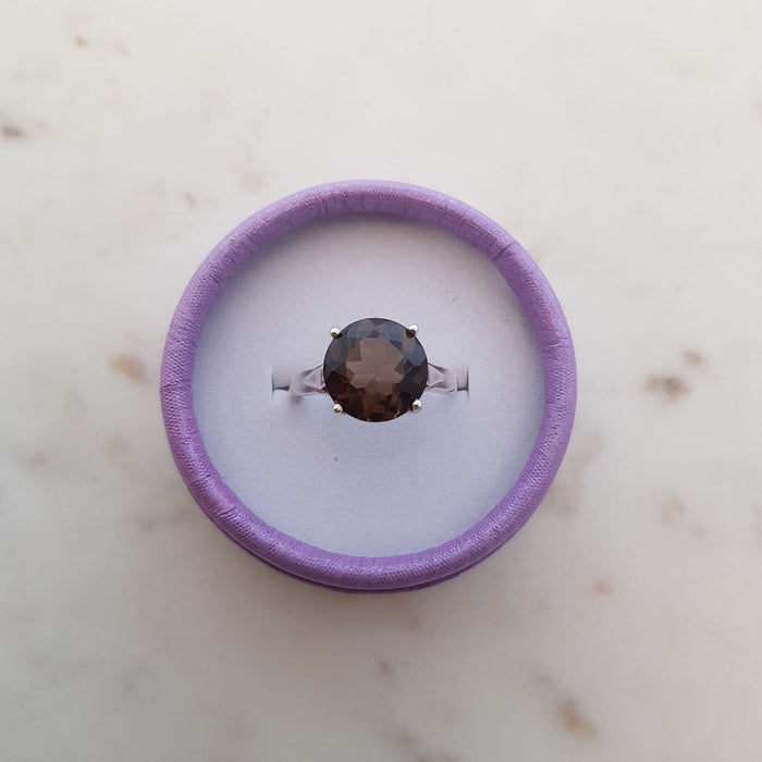 Smokey Quartz Faceted Ring (sterling silver)