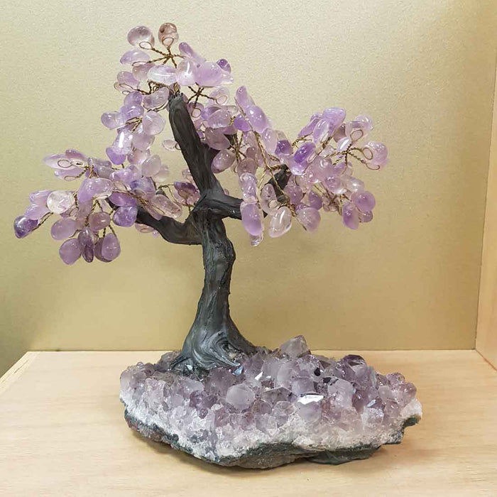 Amethyst Tree on Amethyst Cluster (approx. 28x24x15cm)