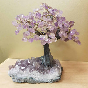 Amethyst Tree on Amethyst Cluster (approx. 28x24x15cm)