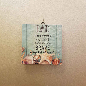 Dad, Awesome, Patient, Hardworking, Brave Tile Wall Art (approx. 9.5x9.5cm)