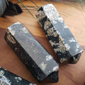 Luxullianite (a combination of granite, quartz, mica, tourmaline, feldspar) Polished Point