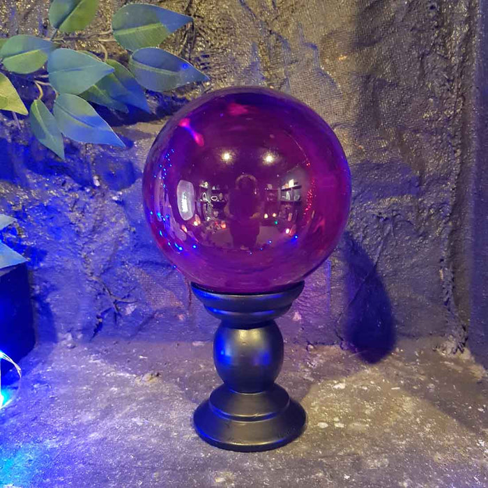 Purple Crystal Ball & Stand (glass. approx. 12x12x21cm)
