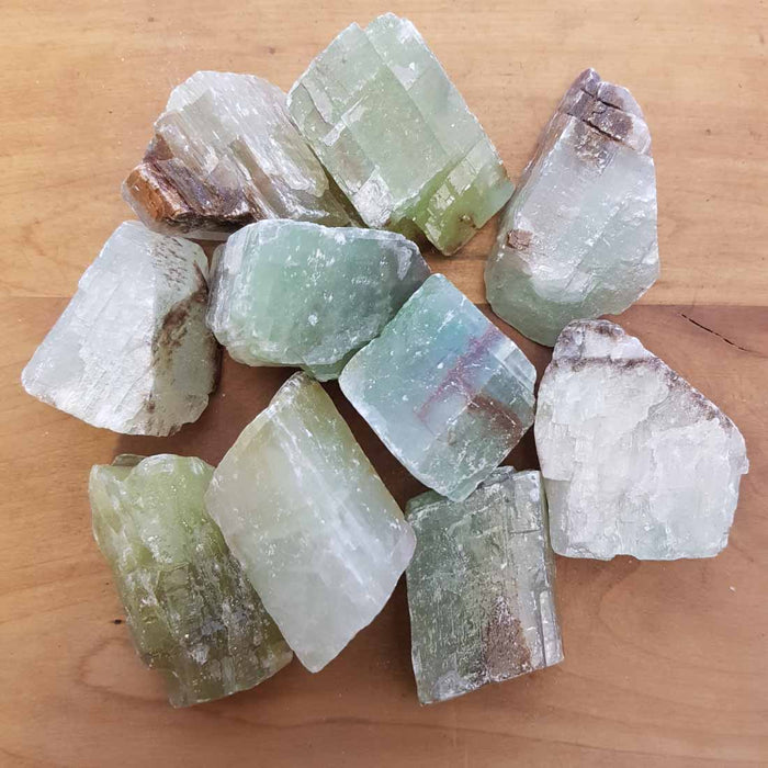 Green Calcite Rough Rock (assorted. approx. 1.5-4x2-5x3-7.7cm)