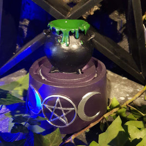Triple Moon Cauldron Backflow Burner with LED lights