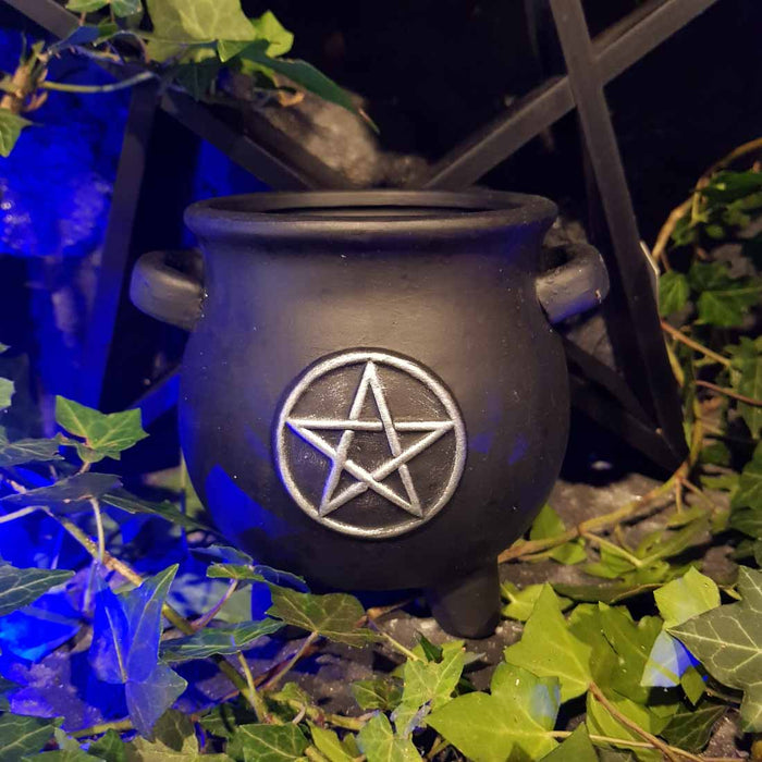 Pentagram Cauldron Plant Pot (approx. 13x12x11cm)