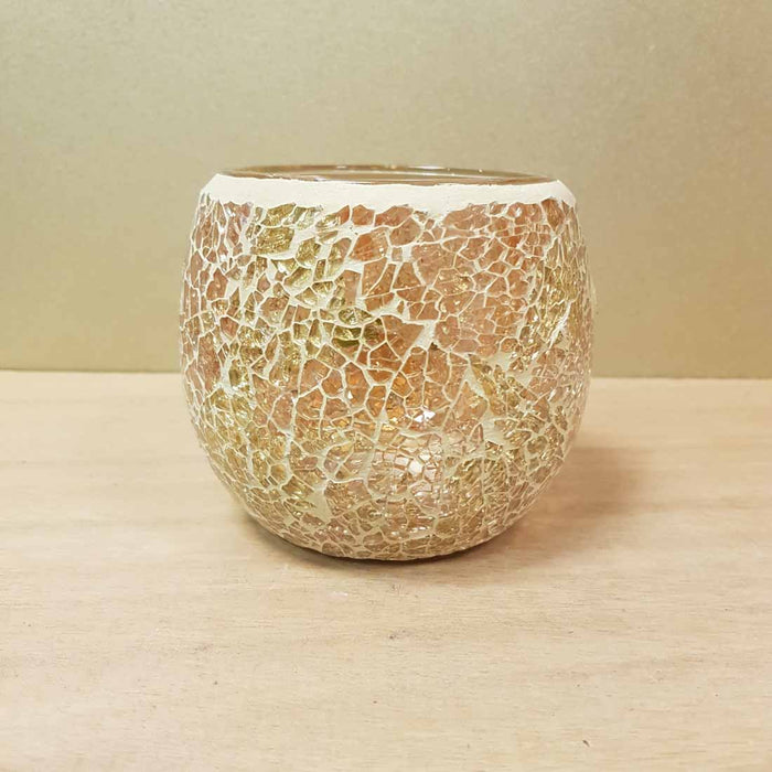 Gold Mosaic Candle Holder (approx. 9.5cmx11cm)