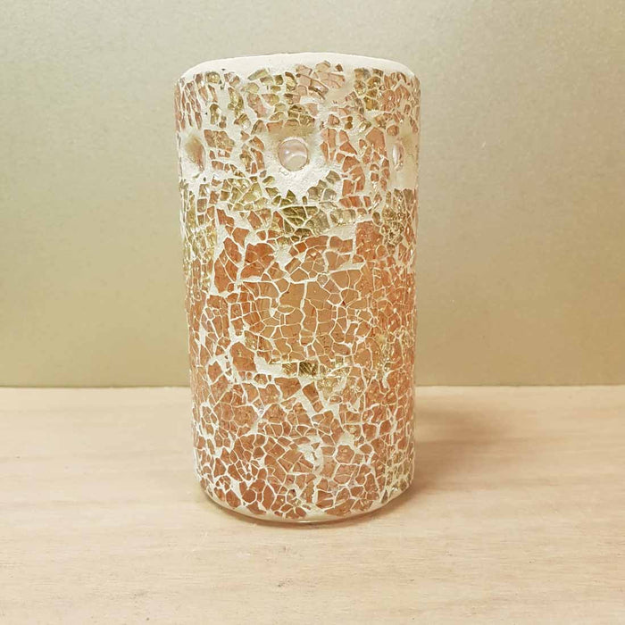 Gold Mosaic Pillar Oil Burner (approx. 8x14.5cm)