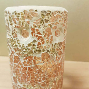 Gold Mosaic Pillar Oil Burner (approx. 8x14.5cm)