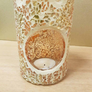 Gold Mosaic Pillar Oil Burner (approx. 8x14.5cm)