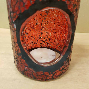 Red Mosaic Pillar Oil Burner (approx. 8x14.5cm)