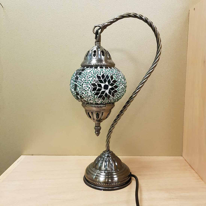 Green Star Turkish Swan Neck Style Mosaic Lamp (approx. 37cm)