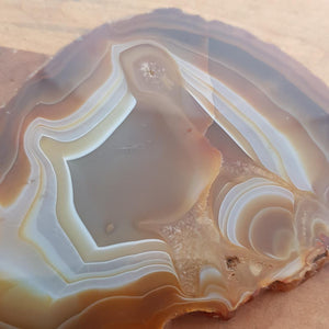 Natural Agate Polished Slice (approx. 9.5x13x1cm)