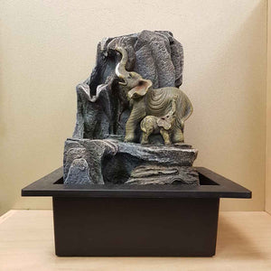 Elephants Water Feature with LED (approx. 25x20x31cm)