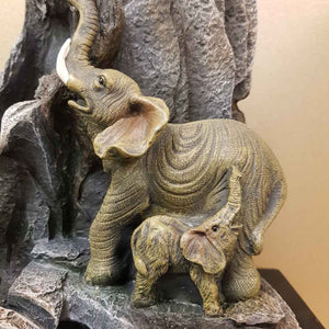Elephants Water Feature with LED (approx. 25x20x31cm)