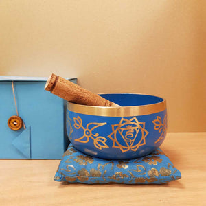 Throat Chakra Singing Bowl with Gift Box and Cushion