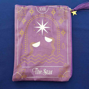 The Star Tarot Purple Velvet Zippered Bag