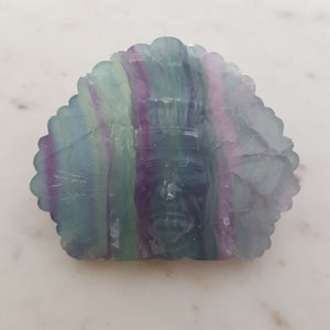 Rainbow Fluorite Carved Native American Head Piece (approx. 7x9x1.5cm)