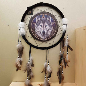 Wolf Head Dreamcatcher by Lisa Parker