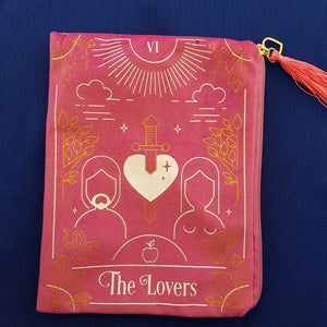 The Lovers Pink Velvet Zippered Tarot Bag