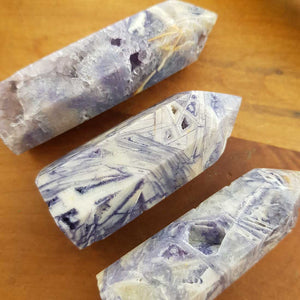 Blue Fluorite & Albite Polished Point