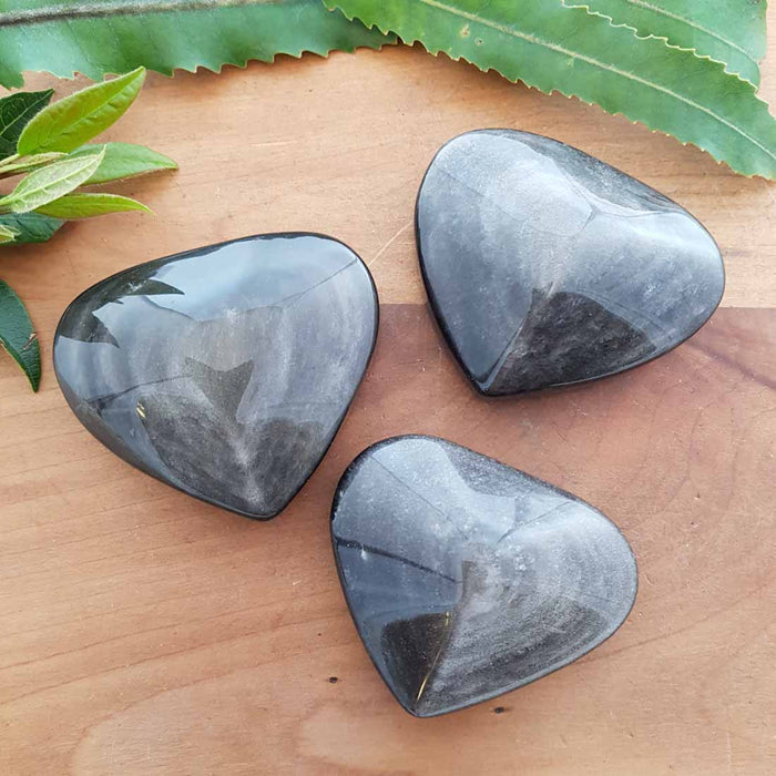 Silver Sheen Obsidian Heart (Mexico. assorted. approx. 6.5-7x5-6x2.5-3cm)