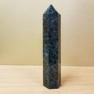 Green/Blue Apatite Polished Point (approx. 18x4.5x4cm)