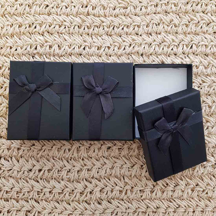 Black Jewellery Gift Box with Bow (suitable for ring, pendant & earrings)