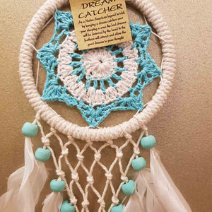 Little Aqua and Cream Gypsy Dreamcatcher