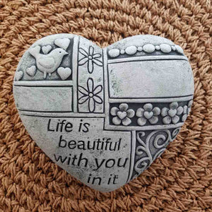 Life Is Beautiful Stoneware Heart (approx 15x14x6cm)