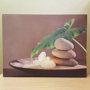 Candle with Stones Picture with LED lights (approx. 40x29.5cm)