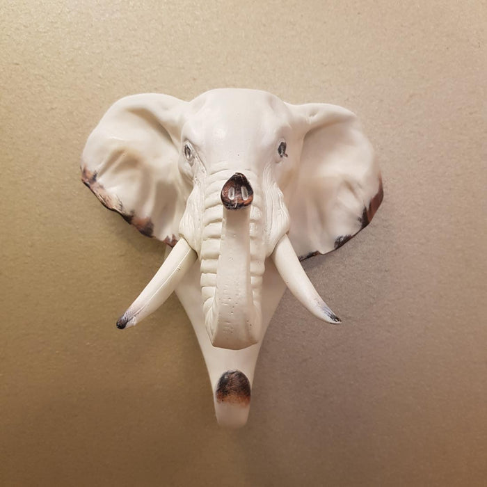 Cream Elephant Head Hook (for the wall. approx. 17x16.5x13cm)