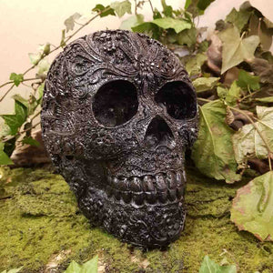 Engraved Skull Black Resin