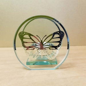 Butterfly on Glass Candle Holder