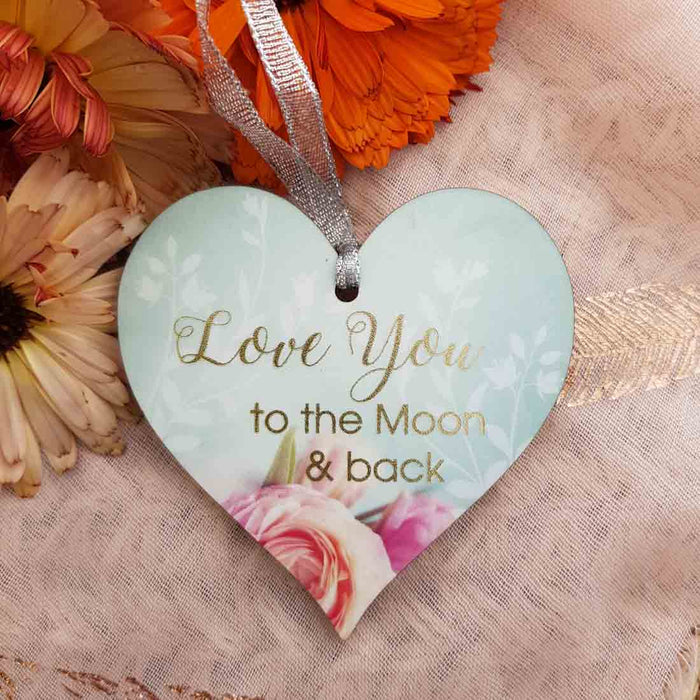 Love You To The Moon & Back Hanging Heart (approx. 8x8cm)