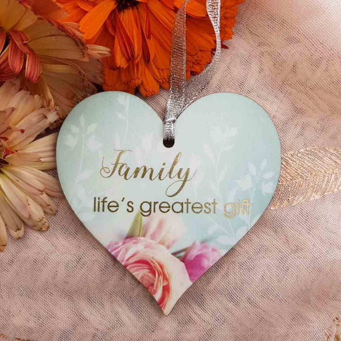 Family Life's Greatest Gift Hanging Heart (approx. 8x8cm)