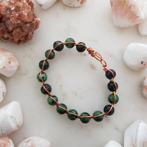 Ruby in Zoisite Copper Wrapped Bracelet (hand crafted in NZ)