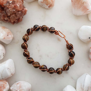 Gold Tiger's Eye Copper Wrapped Bracelet (hand crafted in NZ)