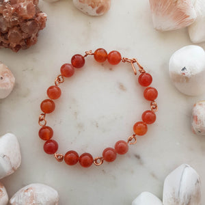 Carnelian Bracelet with Copper Links Hand Crafted in Aotearoa New Zealand (assorted)