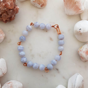 Blue Lace Agate Bracelet with Copper Links