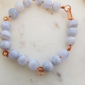 Blue Lace Agate Bracelet with Copper Links