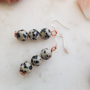 Dalmation Jasper Earrings (sterling silver hooks. hand crafted in NZ)